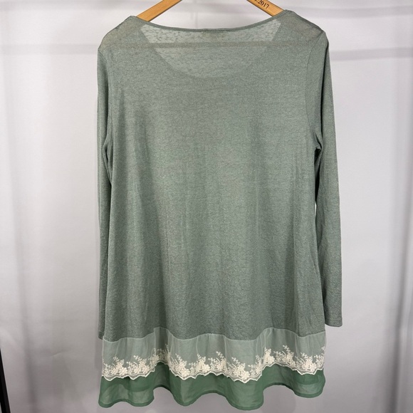 Kori America Green Lace Trim Tunic Size Large - Picture 6 of 7